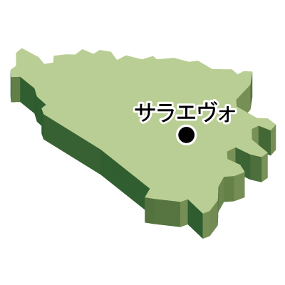 ボスニア・ヘルツェゴビナ無料フリーイラスト｜首都名・立体(緑)